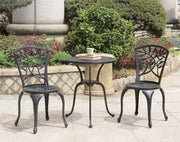 Transitional Style Table Set of 1 Table and 2 Chairs With Cabriole Legs, Black