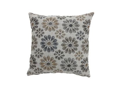 Contemporary Style Floral Designed Set of 2 Throw Pillows, Gray