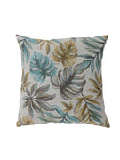 Contemporary Style Leaf Designed Set of 2 Throw Pillows, Blue