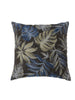 Contemporary Style Leaf Designed Set of 2 Throw Pillows, Navy Blue