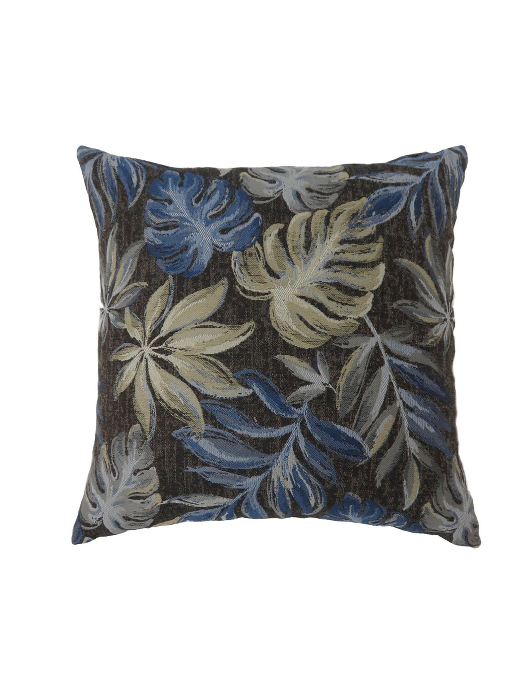 Contemporary Style Leaf Designed Set of 2 Throw Pillows, Navy Blue