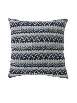 Contemporary Style Horizontally Zigzag Designed Set of 2 Throw Pillows, Navy Blue