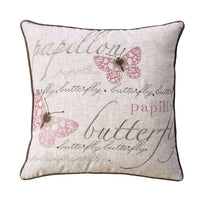Contemporary Style Set of 2 Throw Pillows With Butterfly Motifs , natural