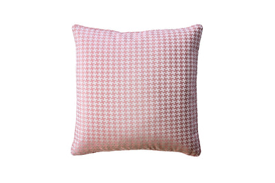 Contemporary Style Set of 2 Throw Pillows With Houndstooth Patterns, Rose Pink