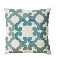 Contemporary Style Floral Designed Set of 2 Pillow Throws, Ivory and Teal Blue