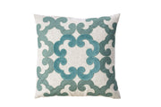 Contemporary Style Floral Designed Set of 2 Pillow Throws, Ivory and Teal Blue