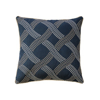 Contemporary Style Wavy Criss cross Design Polyster Throw Pillow, Navy Blue, Set of 2