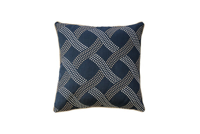 Contemporary Style Wavy Criss cross Design Polyster Throw Pillow, Navy Blue, Set of 2