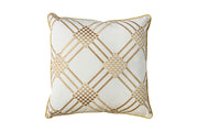 Contemporary Style Set of 2 Throw Pillows With Diamond Patterns, Ivory, Yellow