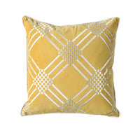 Contemporary Style Set of 2 Throw Pillows With Diamond Patterns, Silver, Gold