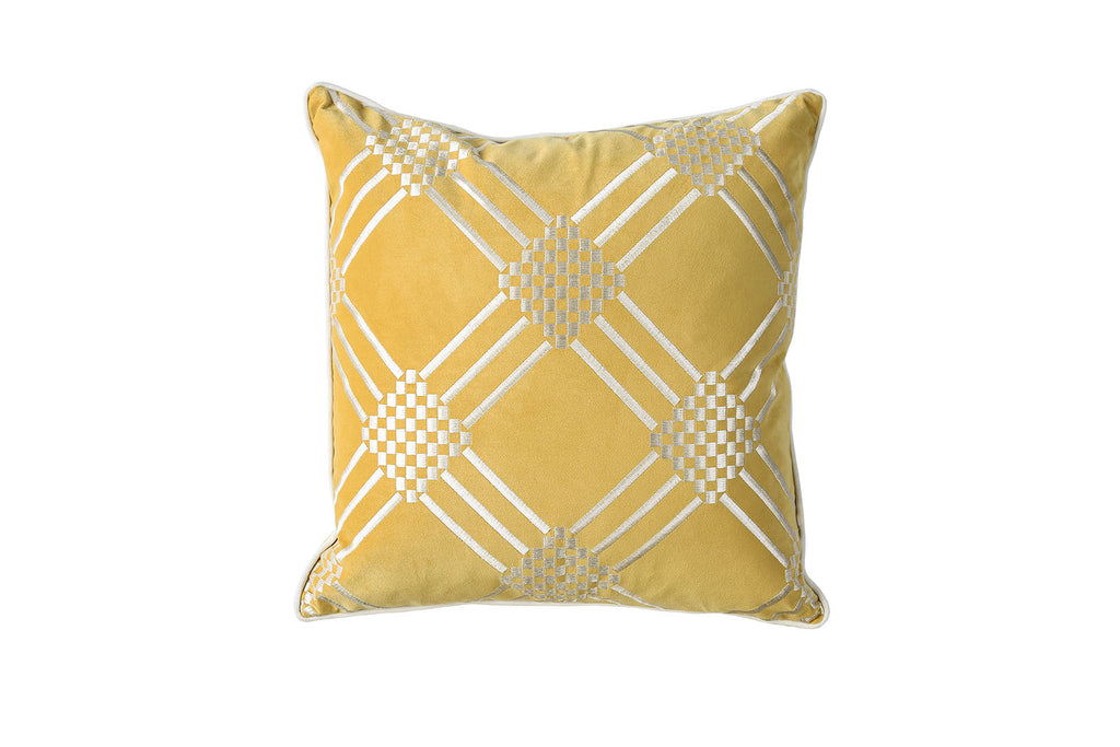 Contemporary Style Set of 2 Throw Pillows With Diamond Patterns, Silver, Gold