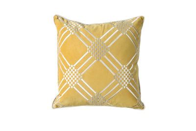 Contemporary Style Set of 2 Throw Pillows With Diamond Patterns, Silver, Gold