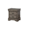 Solid Wood Two Drawer Nightstand with Metal Handle, Gray
