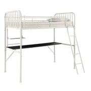 Metal Bunk Bed with Shelf Workstation And Attached Ladder, White