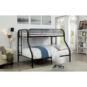 Metal Twin Over Full Bunk Bed with Attached Two Side Ladder, Black