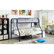 Metal Twin Over Full Bunk Bed with Attached Side Rails And Side Ladders, Blue