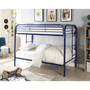 Metal Twin Over Twin Bunk Bed with Attached Side Rails And Side Ladders, Blue