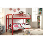 Metal Twin Over Twin Bunk Bed with Attached Side Rails And Side Ladders, Red
