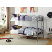Metal Twin Over Twin Bunk Bed with Attached Side Rails And Side Ladders, Silver