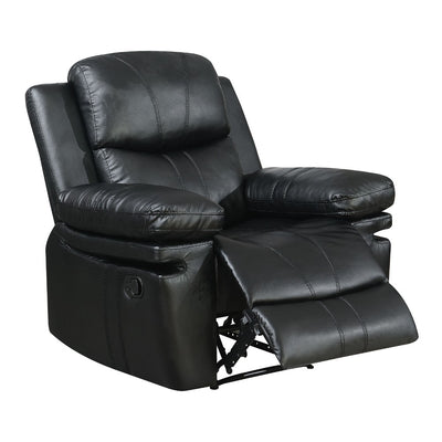 Traditional Leatherette Upholstered Metal Recliner Chair with Plush Cushion Back, Black