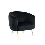 Flannelette Upholstered Shell Tufting Accent Chair with Metal Legs, Gold and Black