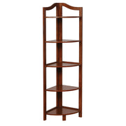 Transitional Style Wooden Open Frame Ladder Shelf with Five Shelves, Oak Brown