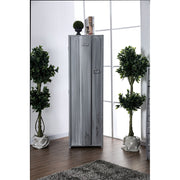Contemporary Metal Locker Inspired Armoire with Two Shelves and Metal Pulls, Silver