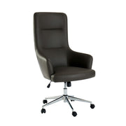Leatherette Office Chair with Low Arm Design and Metal Legs with Casters, Gray