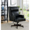 Leatherette Office Chair with Slit Back Cushions and Nail head Trim, Black