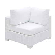 Faux Polyester and Aluminum Corner Chair with Padded Seat Cushion, White