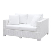 Faux Polyester and Aluminum Loveseat with Padded Seat Cushion and Two Pillows, White