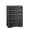 Contemporary Style Five Drawer Wooden Chest with Bar Handles, Gray