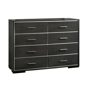 Contemporary Style Eight Drawers Wooden Dresser with Bar Handles, Gray