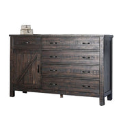 Spacious Five Drawers Wooden Dresser with One Door Cabinet and, Espresso Brown