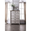 Dual Tone Five Drawers Wooden Chest with Tapered Feet Support, White and Brown