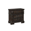 Spacious Three Drawer Solid Wood Night Stand with Block Legs, Brown