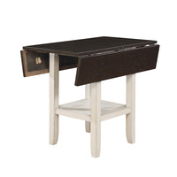 Dual Tone Solid Wood Counter Height Table with Bottom Shelve, Brown and White
