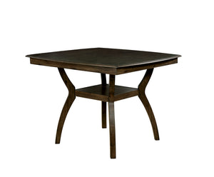 Transitional Style Curved Solid Wood Counter Height Table with Flowing Legs, Brown