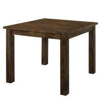 Rectangular Solid Wood Counter Height Table with Block Legs, Brown