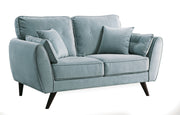 Contemporary Button Tufted Flannelette Wood Loveseat with Angled Legs, Blue