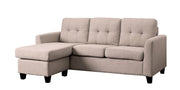 Contemporary Style Linen like Fabric Upholstered Wooden Sectional, Beige