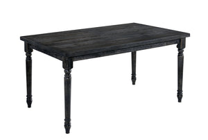 Rustic Solid Wood Rectangular Dining Table with Turned Legs, Gray