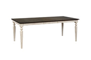 Rustic Solid Wood Rectangular Dining Table with Tapered Legs, White and Brown