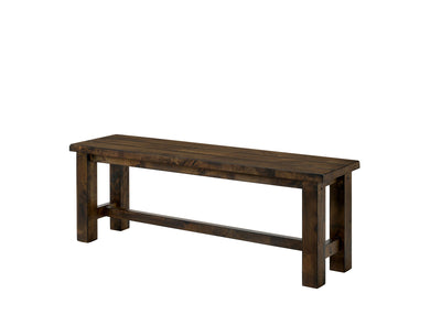 Transitional Style Rectangular Solid Wood Bench with Block Legs, Brown