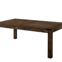 Transitional Style Solid Wood Rectangular Dining Table with Block Legs, Brown