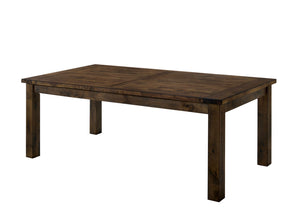 Transitional Style Solid Wood Rectangular Dining Table with Block Legs, Brown