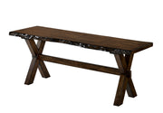 Transitional Style Solid Wood Bench with Trestle Base and Cross Legs , Brown