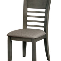 Transitional Style Solid Wood Side Chairs with Faux Leather Upholstery, Pack of Two, Gray