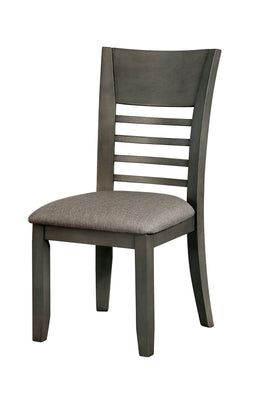 Transitional Style Solid Wood Side Chairs with Faux Leather Upholstery, Pack of Two, Gray