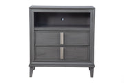 Wooden Media Chest With Two Drawers, Gray